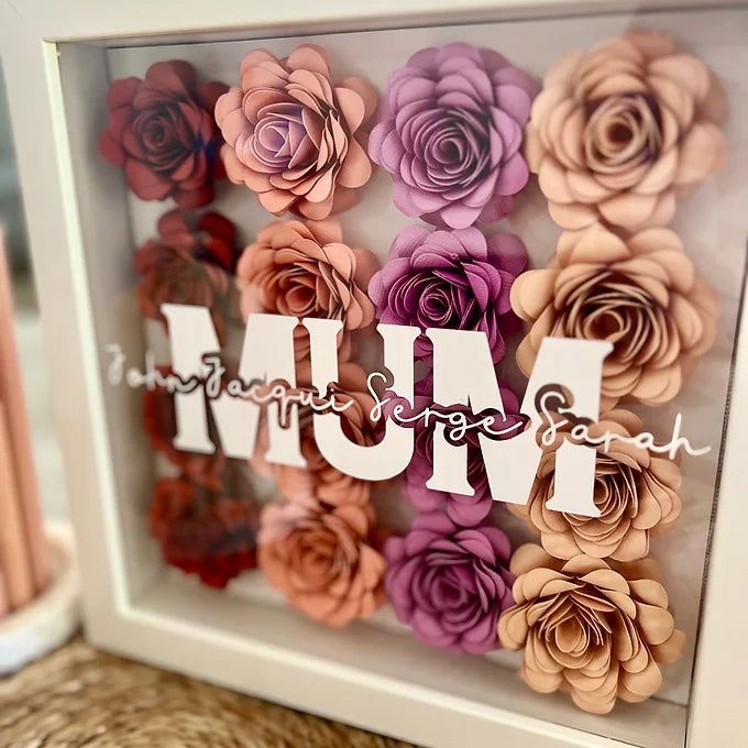 Mum and Children Rose Shadow Box