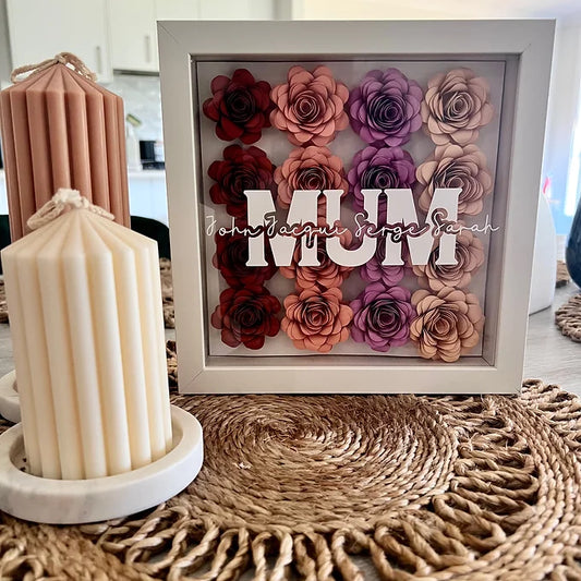 Mum and Children Rose Shadow Box